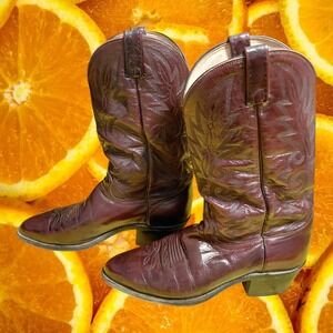 Dan Post Mens Leather Cowboy Boots Burgundy Western Rodeo Size 95EW